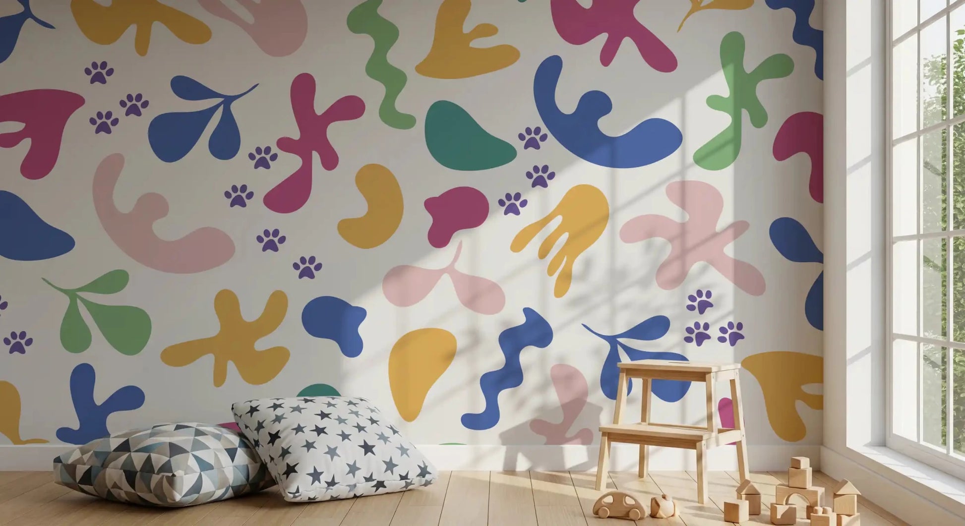 Cheerful multicolor surface in Happy Paws wall mural artwork, GD9320
