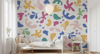 Whimsical Shapes Happy Paws wall mural with scattered pastel motifs, GD9320
