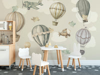 Whimsical Air Travel Themed Wallpaper
