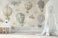 Fun Sky Adventure Nursery Wall Design
