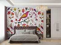 Fresh white background floral wallpaper

