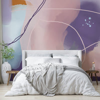 Whimsical Sophistication mural in soft blush tones

