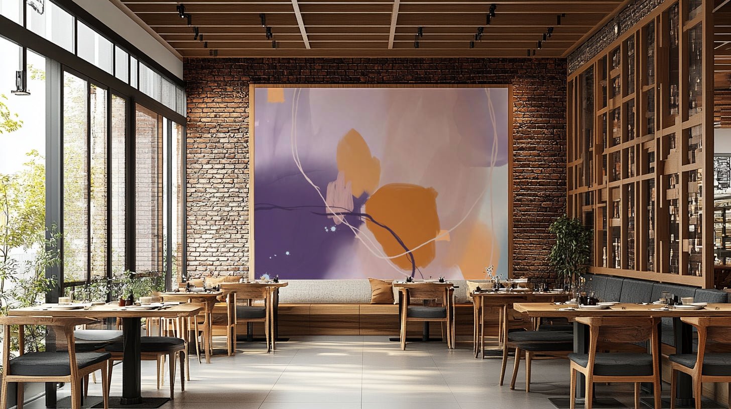 Delicate mural design with flowing floral patterns

