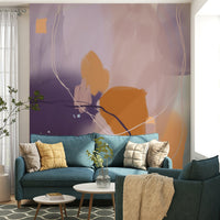 Artistic botanical wallpaper with abstract flowers

