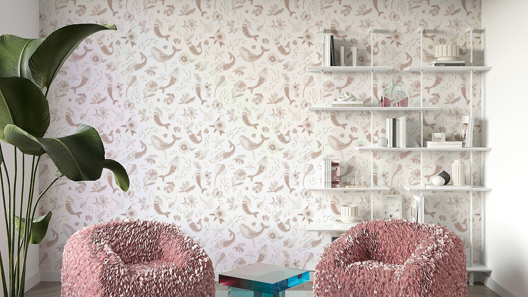 Whimsical sea mural wallpaper for nurseries, GD959