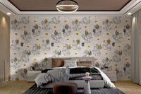 Stylish whimsical water lilies wallpaper for interiors