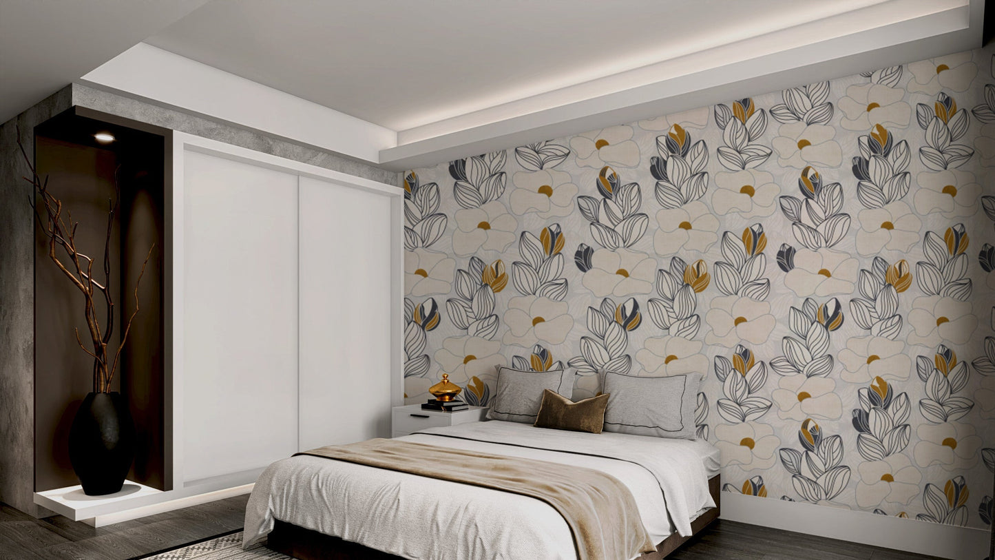 Self-adhesive whimsical water lilies wallpaper for walls
