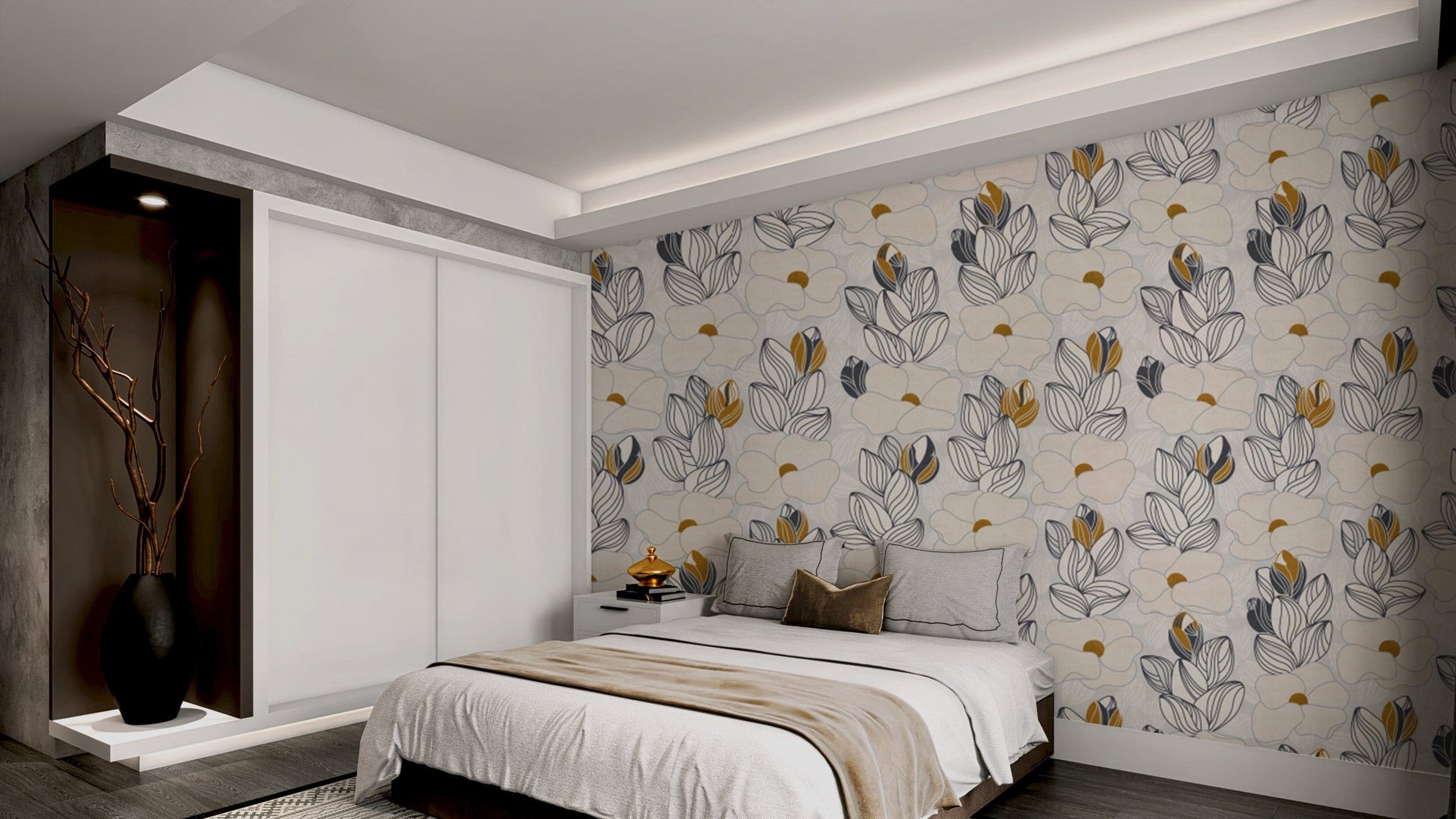 Self-adhesive whimsical water lilies wallpaper for walls
