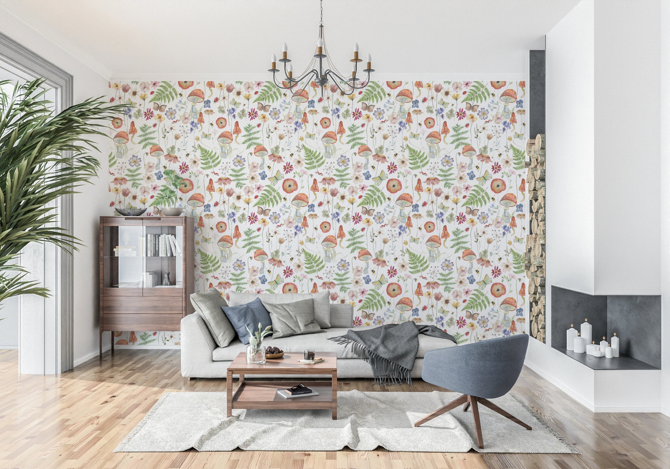 Whimsical Watercolor Meadow floral pattern wallpaper