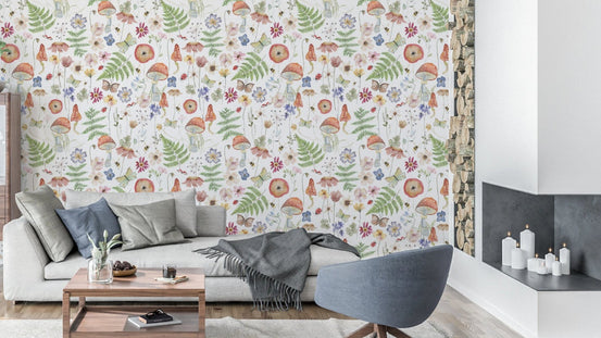 Whimsical Watercolor Meadow floral pattern wallpaper, GD8160