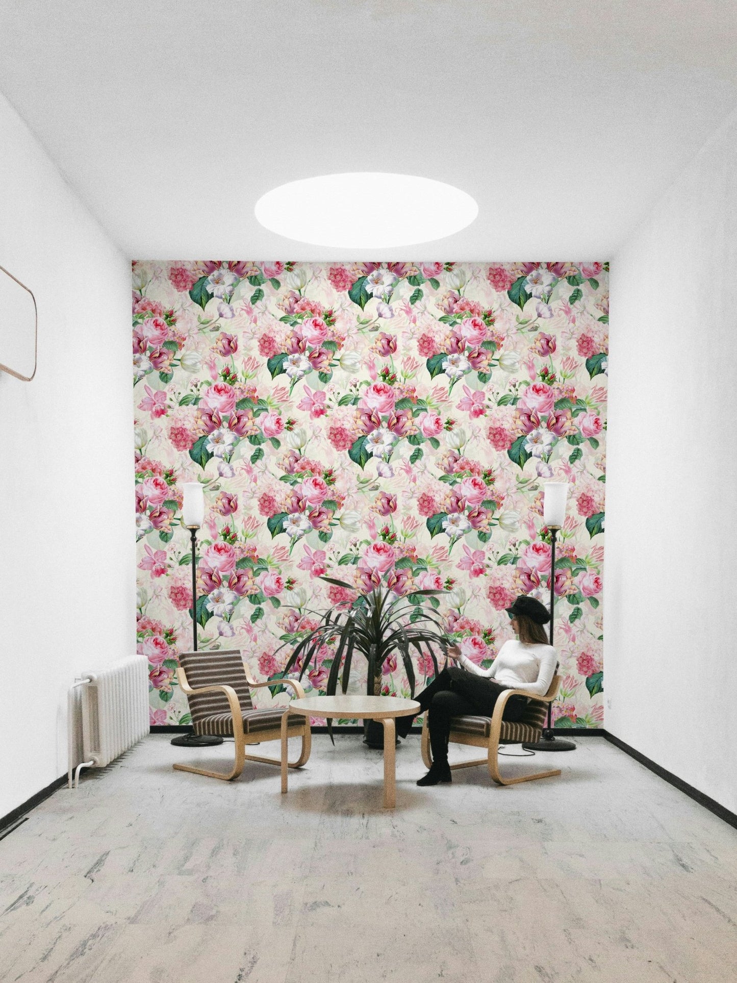 Vintage watercolor roses wallpaper for home decor.


