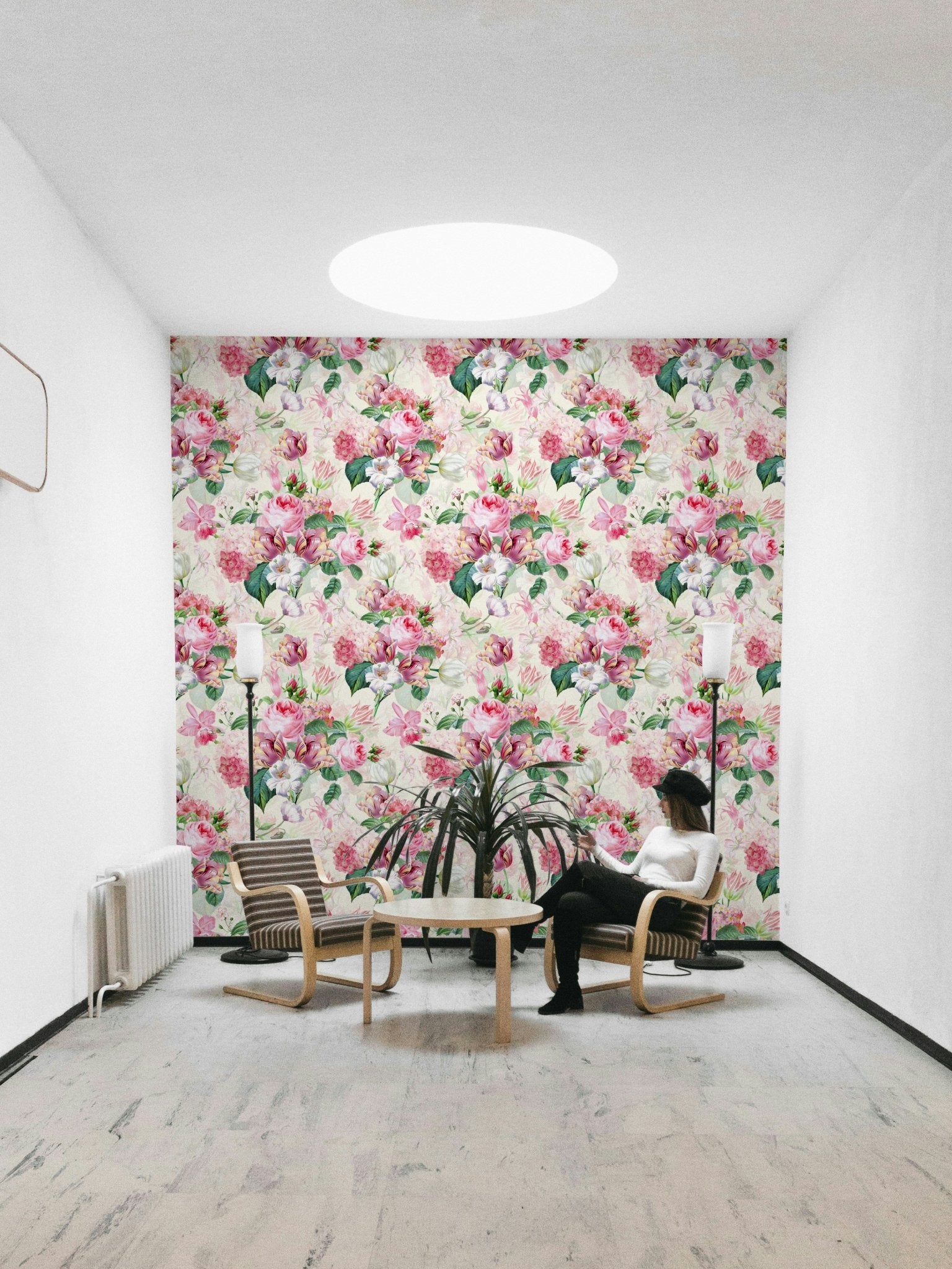 Vintage watercolor roses wallpaper for home decor.

