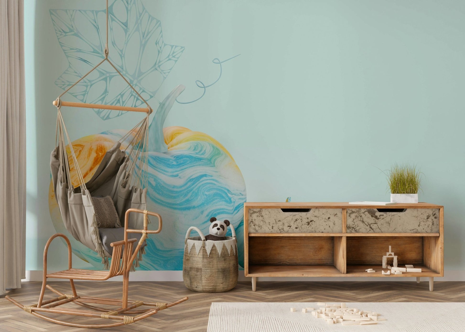 Whimsical Watercolour Pumpkins Wall Mural GD343