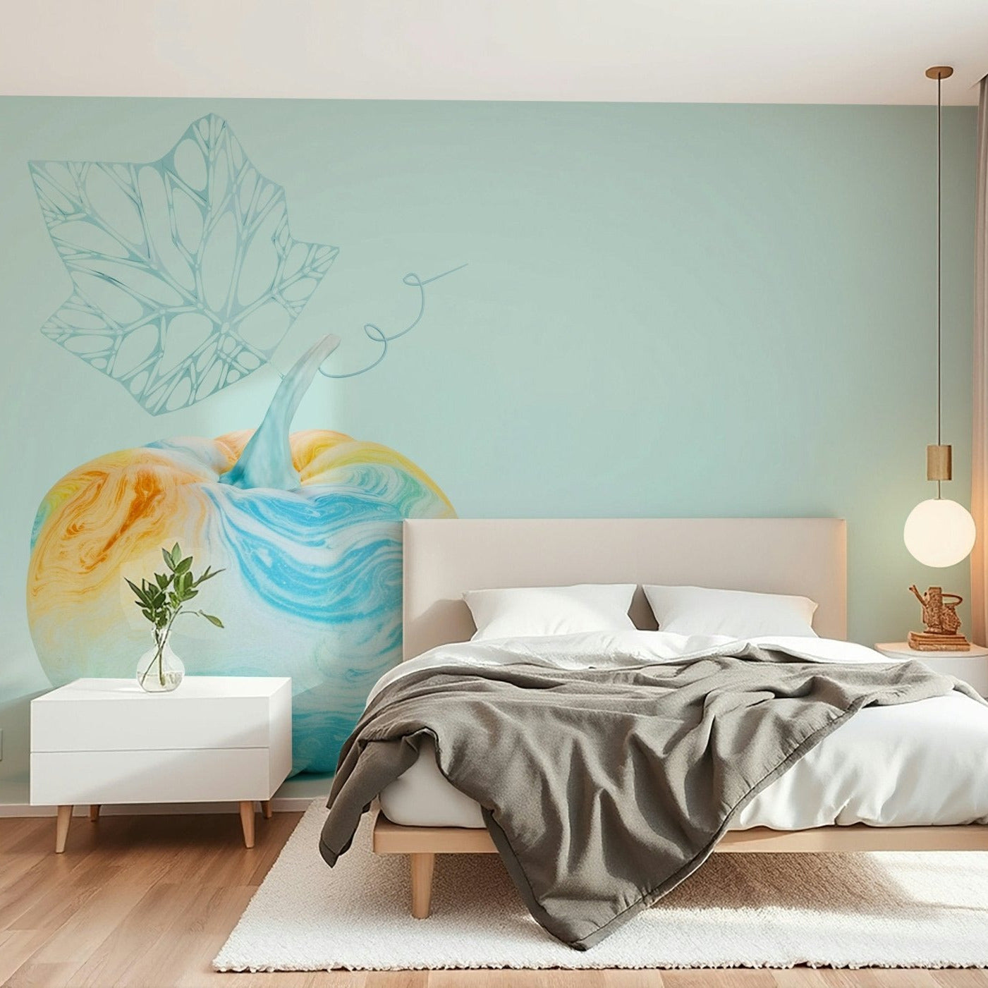 Whimsical Watercolour Pumpkins Wall Mural GD343