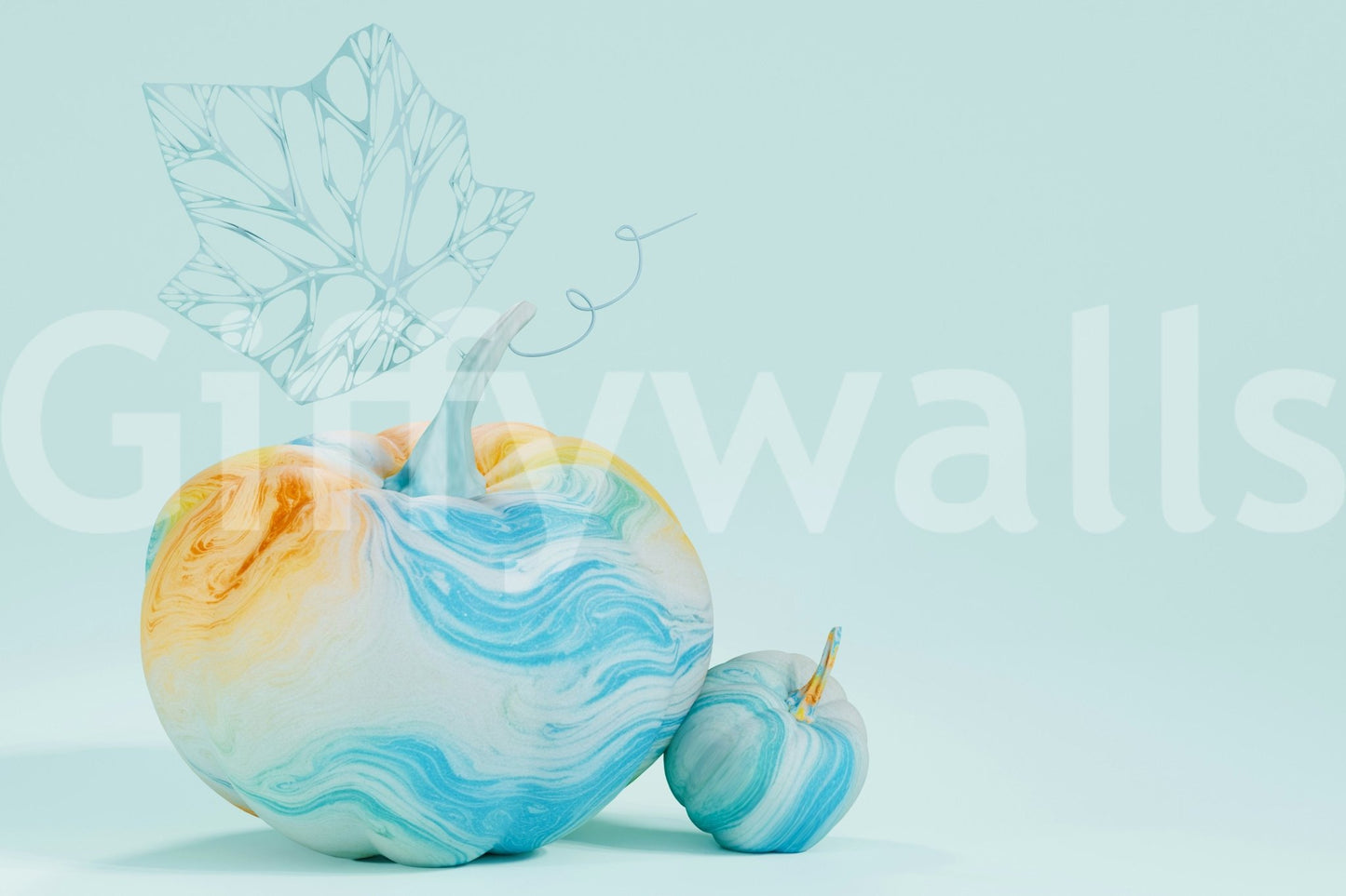 Whimsical Watercolour Pumpkins Wall Mural GD343