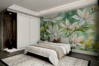 Decorative white flower wallpaper for calm wall design

