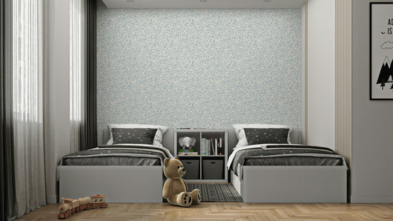 Whimsical white flowers pattern on wallpaper GD827

