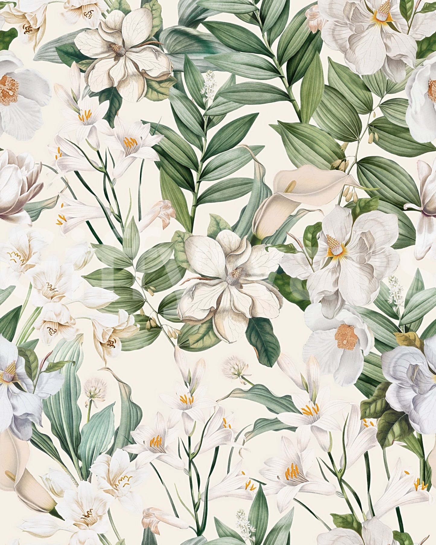 Whimsical White Garden Wallpaper⁠