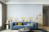 Pastel wildflower mural perfect for nursery or bedroom.

