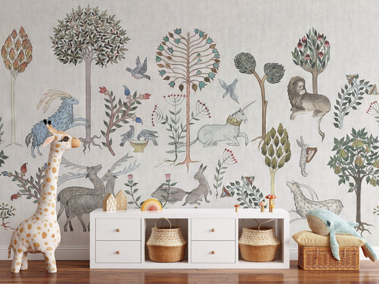 Whimsical Wildlife Wallpaper Mural, C277