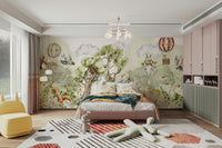 Charming woodland adventure mural with foxes and deer., GD1241