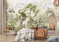 Colorful woodland animals mural for kids’ bedroom., GD1241