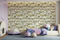 Whimsical Woodland Friends peel and stick wallpaper with deer.