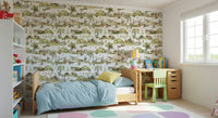Whimsical Woodland Friends wallpaper for walls with rustic treehouses.