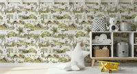 Whimsical Woodland Friends wallpaper for walls featuring watercolor bunnies.