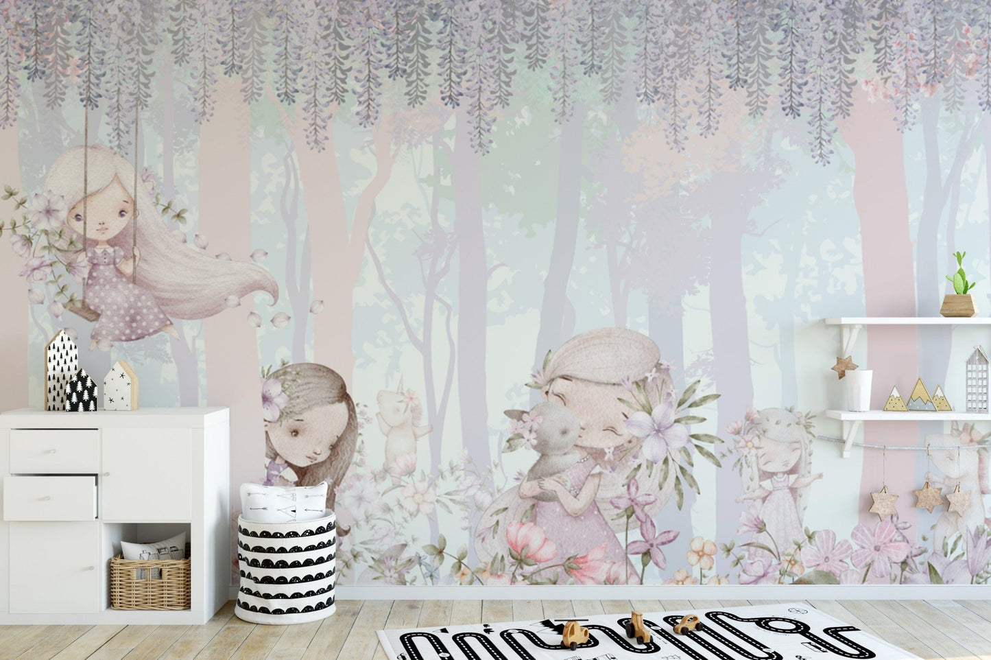 Dreamy forest adventure girls wallpaper
