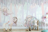 Woodland creatures and girls wallpaper
