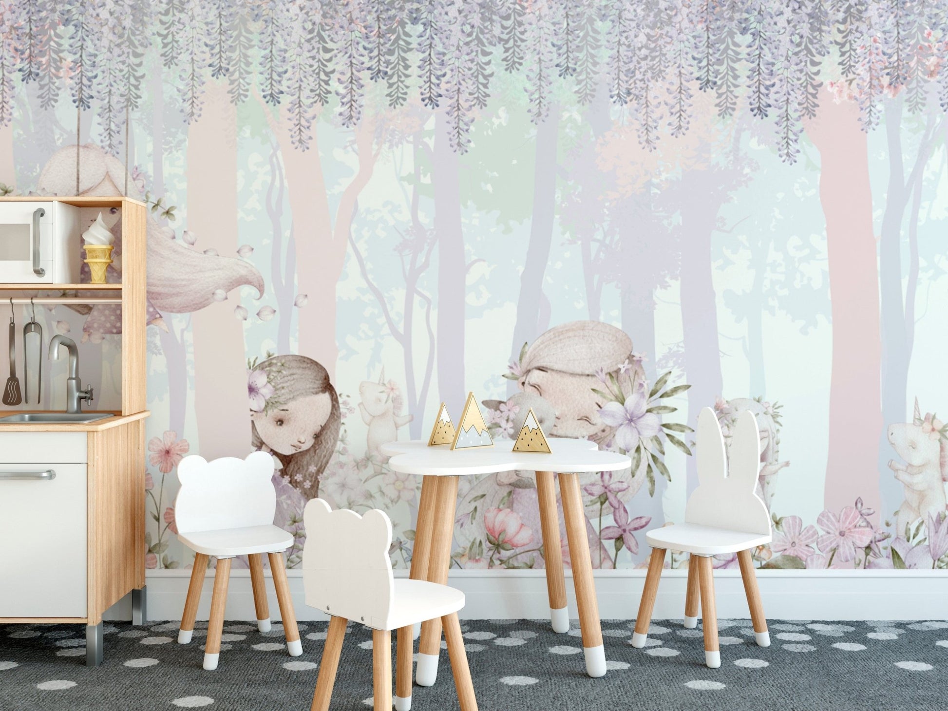 Pastel forest girls wallpaper for kids




