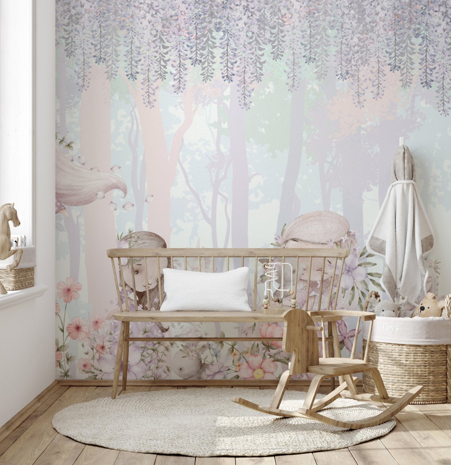 Storybook forest girls wall covering
