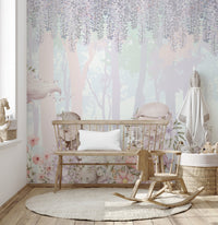 Storybook forest girls wall covering
