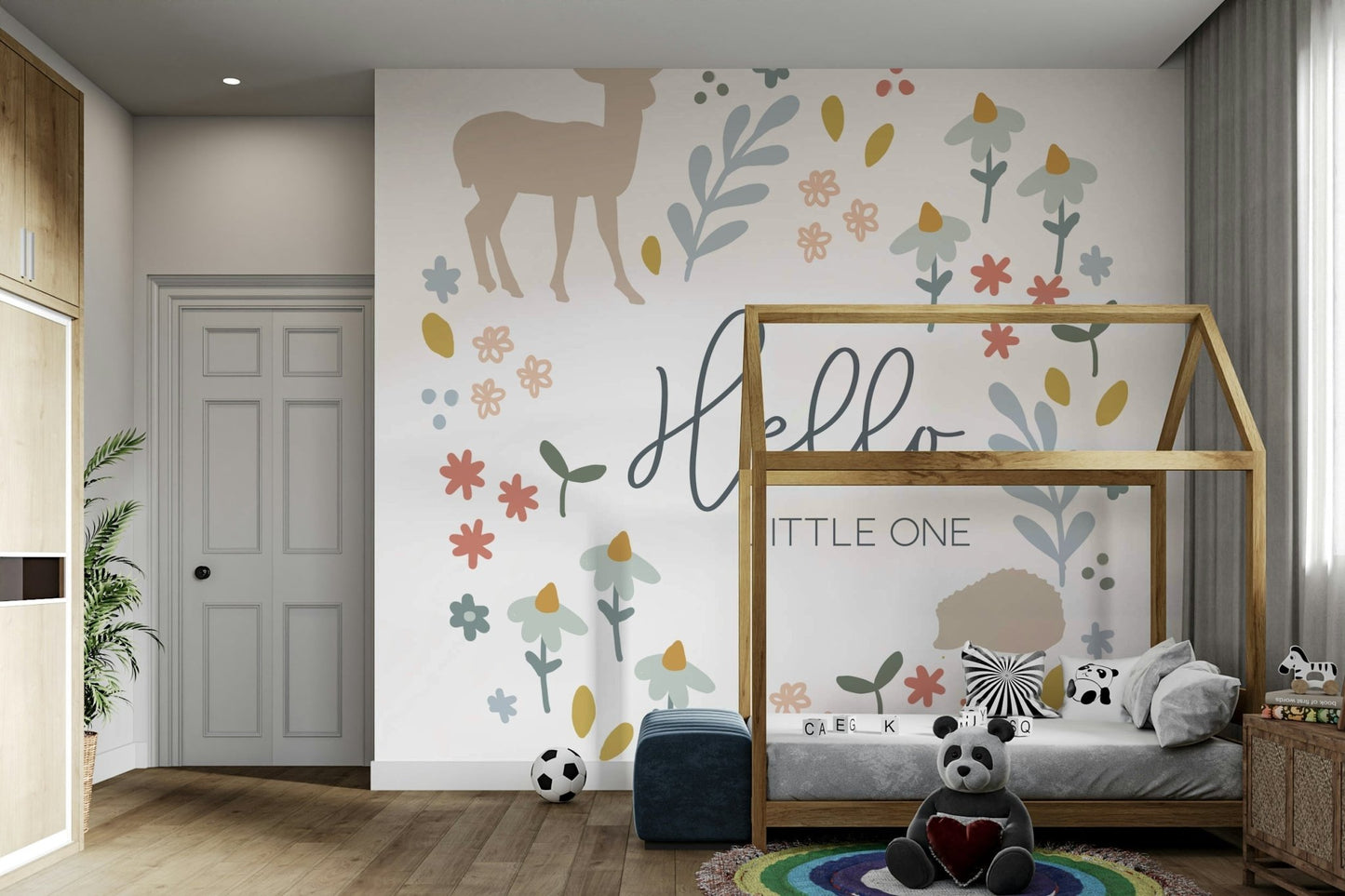 Cute Woodland Creatures Nursery Mural for Walls