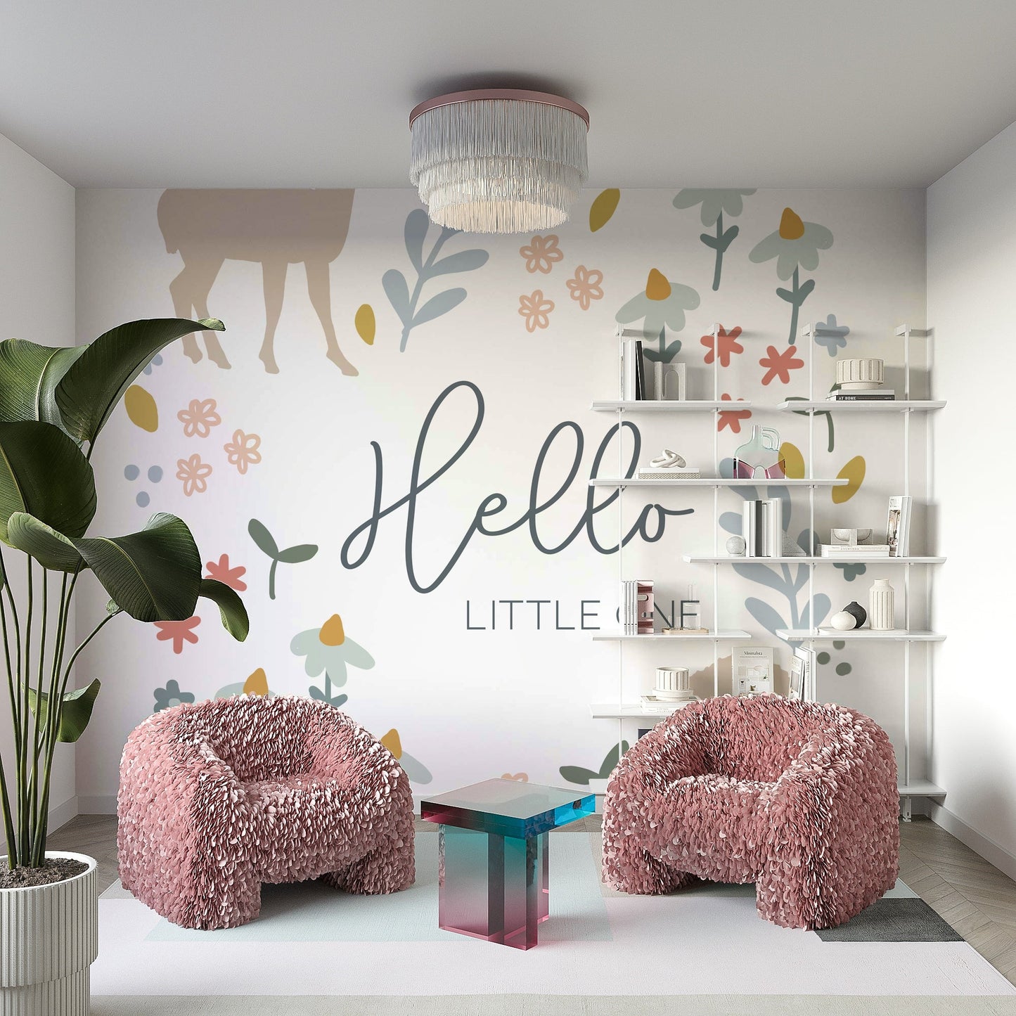 Gentle Woodland Animals Wall Mural for Baby Room