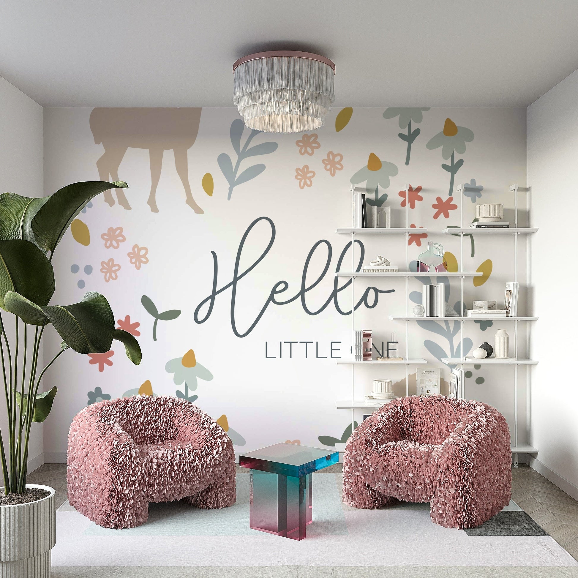 Gentle Woodland Animals Wall Mural for Baby Room