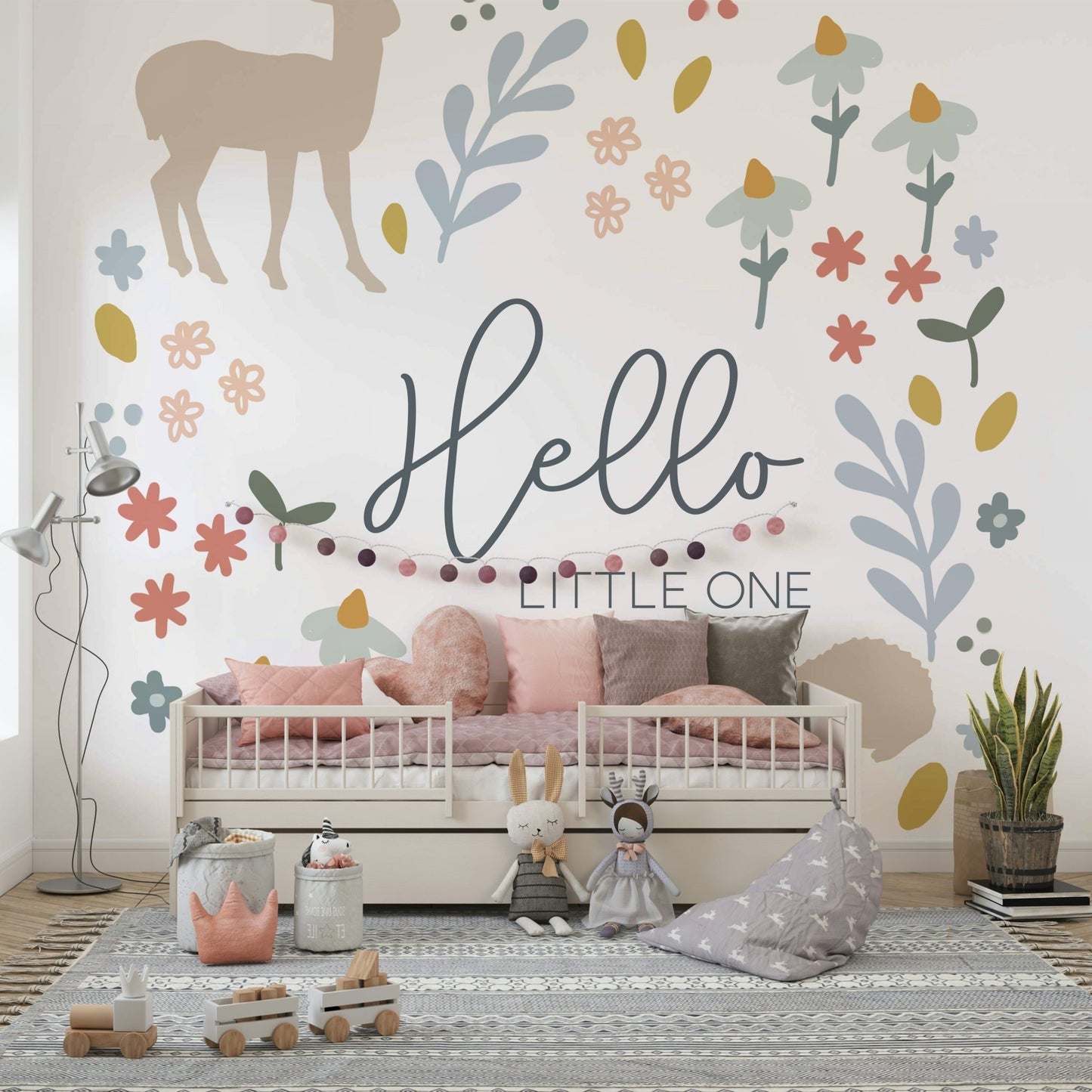Woodland Theme Nursery Mural for Baby Room Walls
