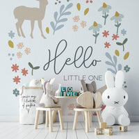 Soft Woodland Nursery Wall Mural with Deer & Fox