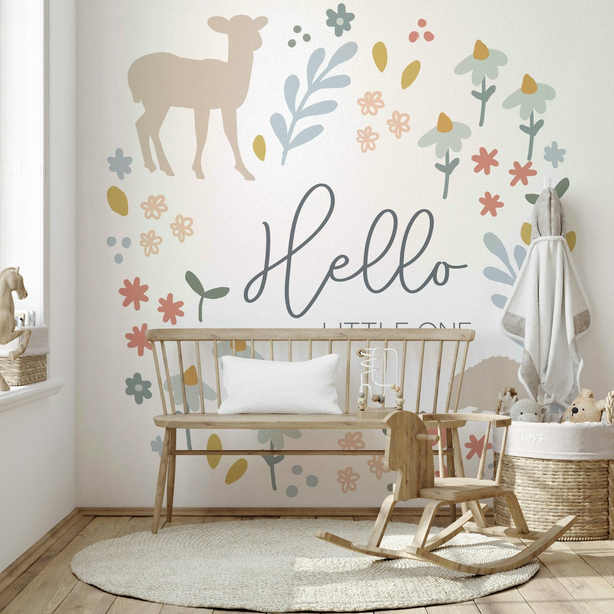 Whimsical Woodland Nursery Mural with Cute Animals, GD1801