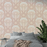 Whimsical fungi mural for bedrooms or reading nooks

