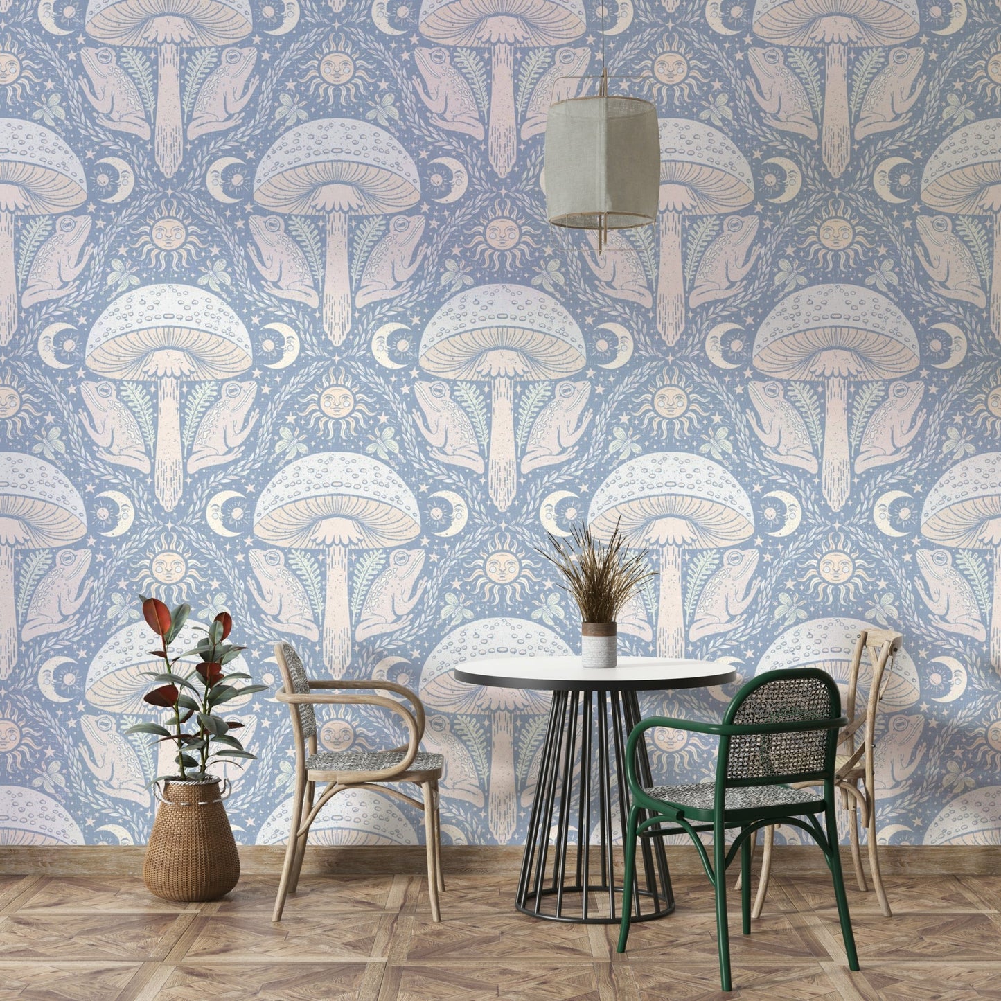Unique gothic pastel mural wallpaper for interiors

