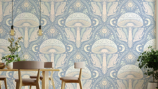 Whimsigothic pastel toadstool wallpaper design

