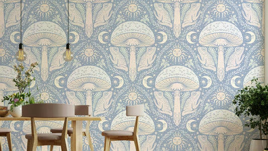Whimsigothic pastel toadstool wallpaper design

