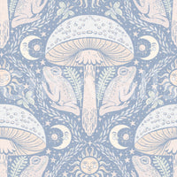 Hand-drawn pastel mushroom wallpaper for walls

