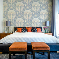 Creative wall mural with whimsical toadstools

