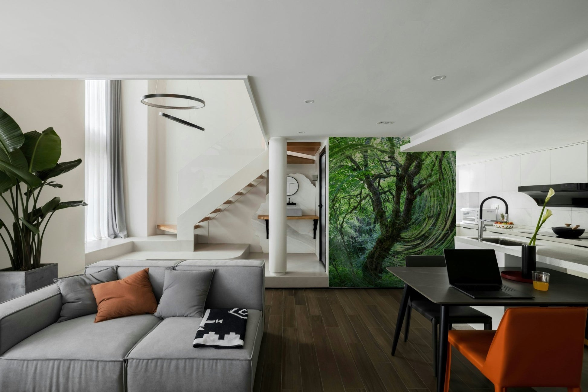 Harmonious blend of colors and shapes.

