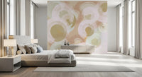 Bedroom wall featuring Whisper Brush Ovals wall mural soft brush forms