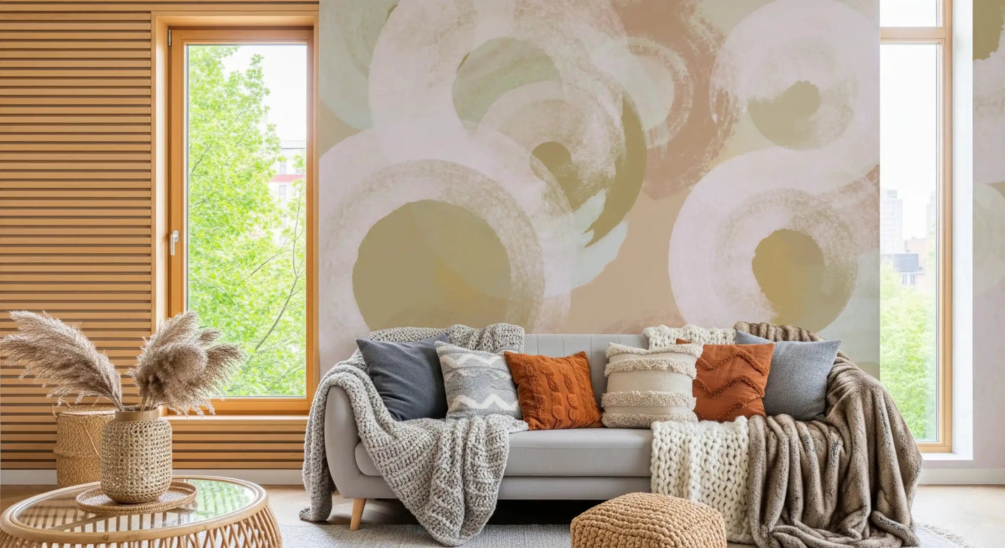 Whisper Brush Ovals wall mural with soft circular brush textures