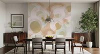 Abstract oval wall mural featuring Whisper Brush Ovals neutral tones